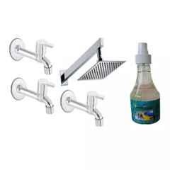 Fastgear 5 Pcs Marc Stainless Steel Silver Chrome Finish Faucet Set with Shower, FG2257