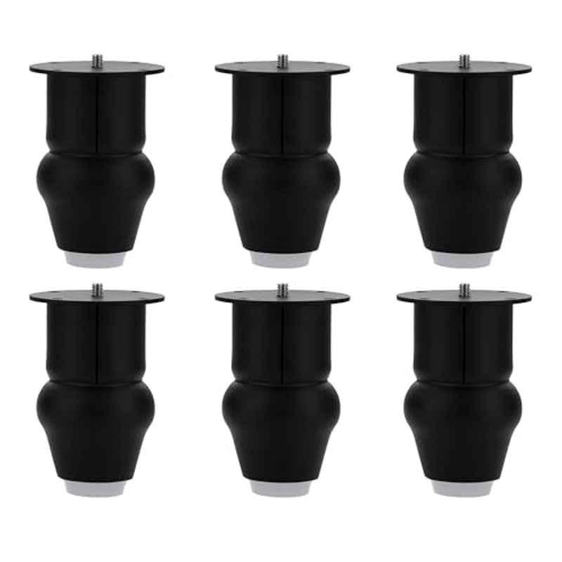 Plantex 4 inch Stainless Steel Black Powder Coated Sofa Legs with Rubber Grip (Pack of 6)