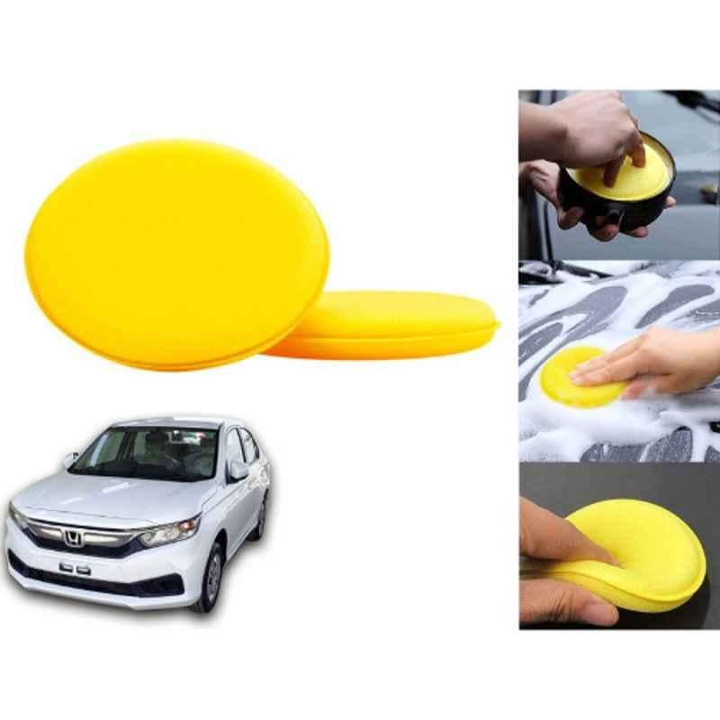Auto Pearl Polyurethane Beige Washing & Waxing Polish Foam Sponge for Amaze 2018-2021 (Pack of 2)