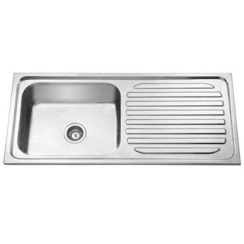 Crocodile 42x20x9 inch Single Bowl Stainless Steel Kitchen Sink with Drainboard