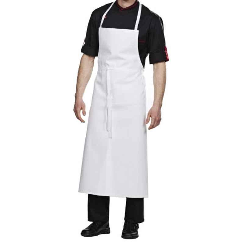 Superb Uniforms Polycotton White Long Bib Cooking Apron for Men, SUW/W/CA02, Size: 2XL