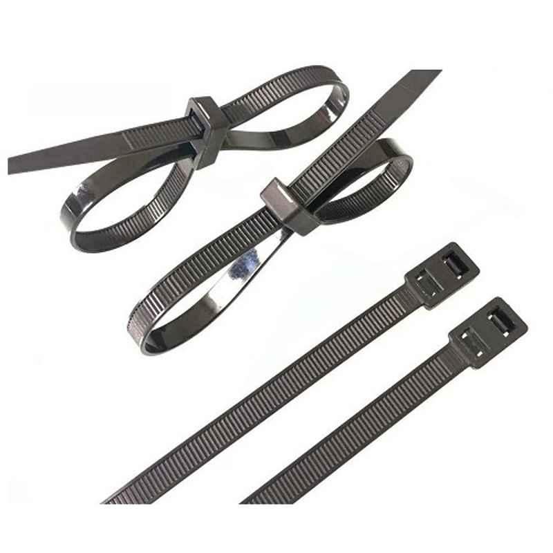 Aftec 9x360mm Black Nylon Double Locking Tie, ACTI 9.0-360 DL