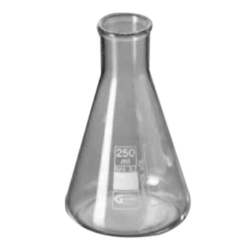 Glassco 1000ml White Enamel Printing Boro 3.3 Glass Narrow Mouth Heavy Duty Conical Flask, 231.237.08 (Pack of 10)