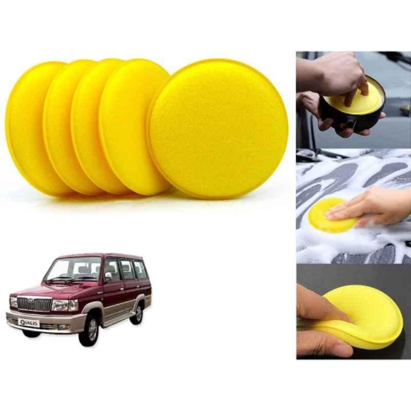 Auto Pearl Polyurethane Beige Washing & Waxing Polish Foam Sponge for Qualis (Pack of 5)