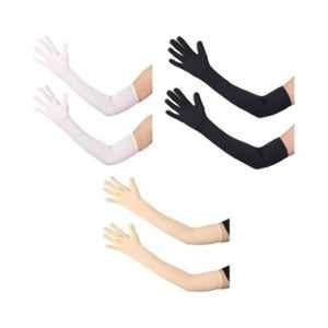 Delhi Deals Cotton Hosiery Full Hand Gloves for Women's and men Combo (Pack of 3)