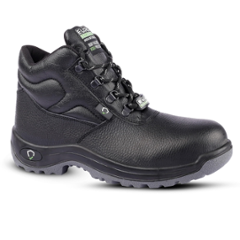 Euro Security Terminator Grain Leather Steel Toe Black High Ankle Safety Shoes with Double Density PU Sole, Size: 10