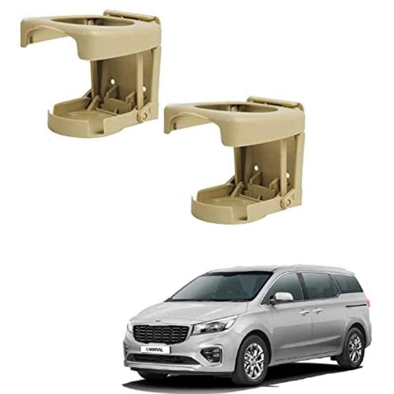 Kozdiko Plastic Beige Foldable Car Drink Holder for Kia Carnival (Pack of 2)