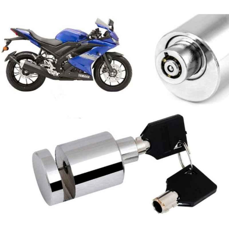 Auto Pearl Stainless Steel Silver Heavy Duty Anti Theft Motorcycle Disc Brake Lock, Lock_526
