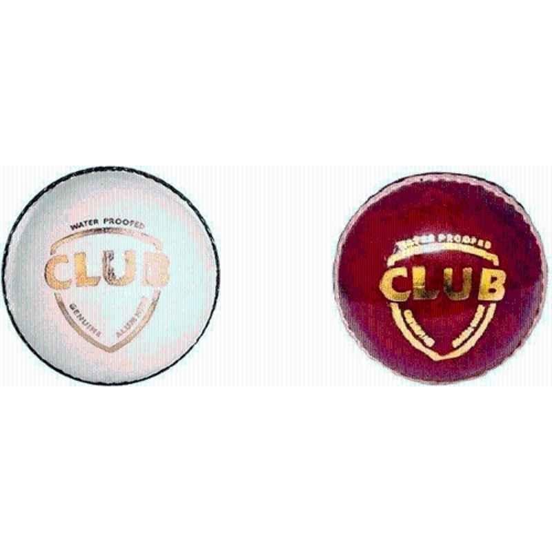 SSI Red & White Combo Cricket Leather Ball (Standard) (Pack of 2) Red, White)