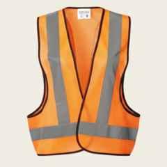 Sicuro 65GSM Polyester Orange 3-Side Open V Neck Safety Jacket with Reflective Strip, Size: L