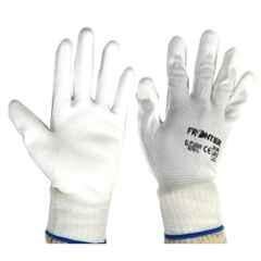 Midas White Nylon Shell with Grey Nitrile Dipped Gloves, Size: L (Pack of 60)