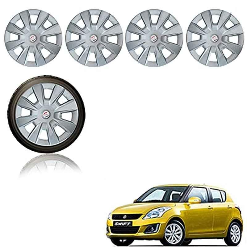 Auto Pearl 4 Pcs 14 inch ABS Silver Car Wheel Cover Set for Maruti Suzuki Swift Type 4