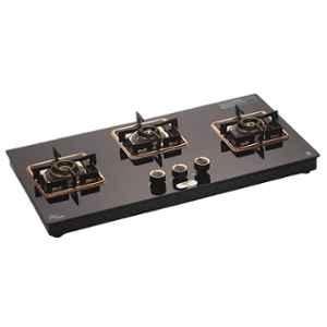 Urban Chef Toughened Glass Rose Gold Automatic 3 Burners Gas Stove with 360 Deg Nozzle , UC-HT-303