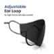 Arcatron 2 Pcs 3 Layer Polyester Black Washable Face Mask Set with Adjustable Ear Loop, MK-ULT-M-B2, Size: Medium