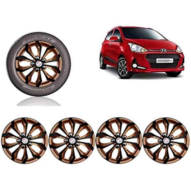 Auto Pearl 4 Pcs 14 inch ABS Copper & Black Car Wheel Cover Set for Hyundai i10 Grand 2017