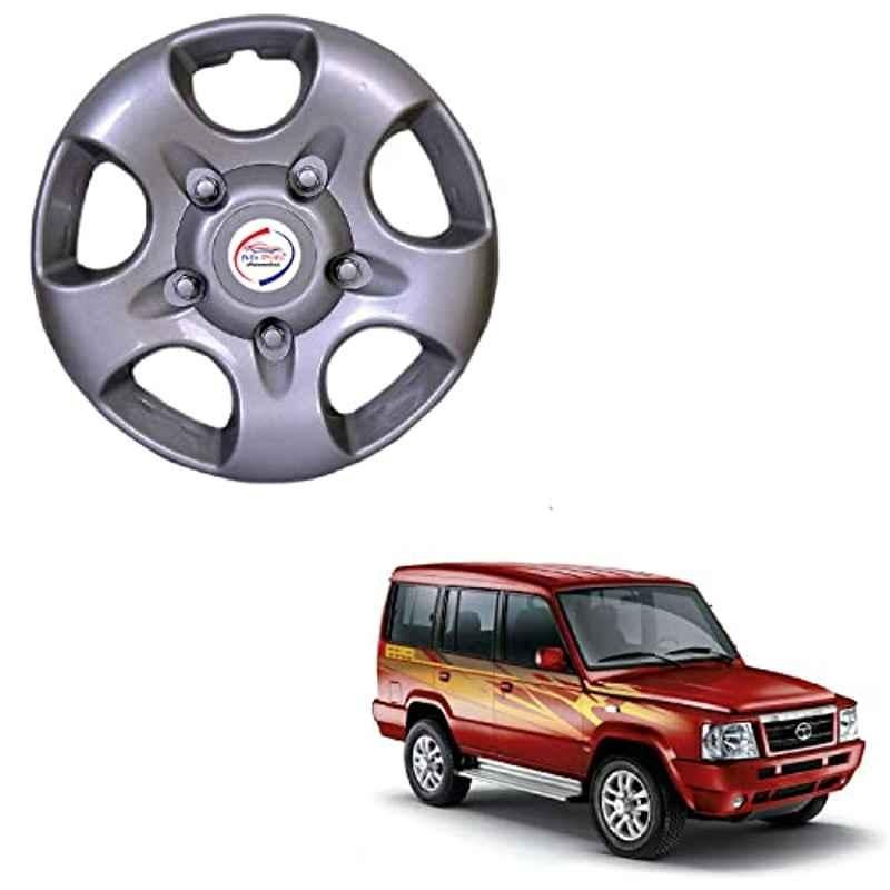 Auto Pearl 4 Pcs 15 inch ABS Silver SC36 Hubcap Wheel Cover Set with Retention Ring for Tata Sumo