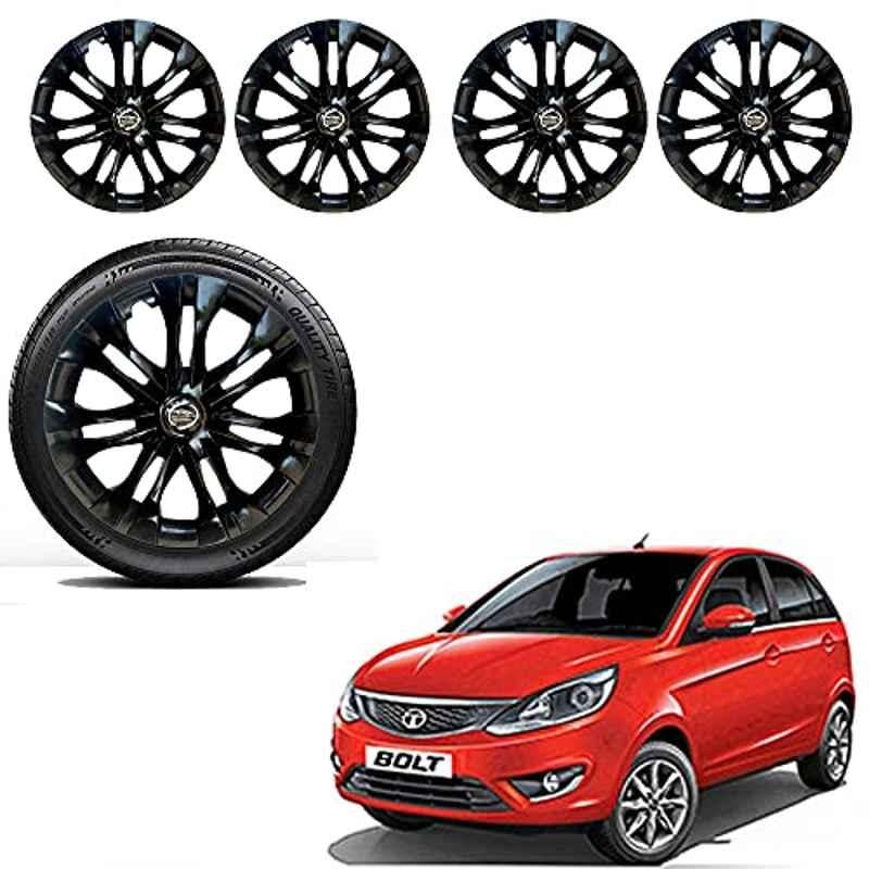 Auto Pearl 4 Pcs 15 inch ABS Black Car Wheel Cover Set for Tata Bolt XT, WCBLK010