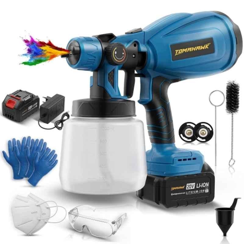 Tomahawk 800W 800ml Plastic Blue Paint Sprayer, 2x21V & 3000mAh Battery, CPS-3225