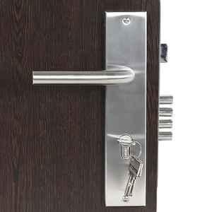 Handle Waala MG1106 10 inch 60mm Stainless Steel Silver Cylindrical Plate Both Side Key Mortise Door Lock Set