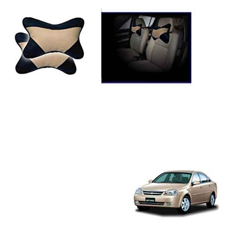 Kozdiko 2 Pcs Beige & Black Car Neck Rest Cushion Pillow Set for Chevrolet Optra