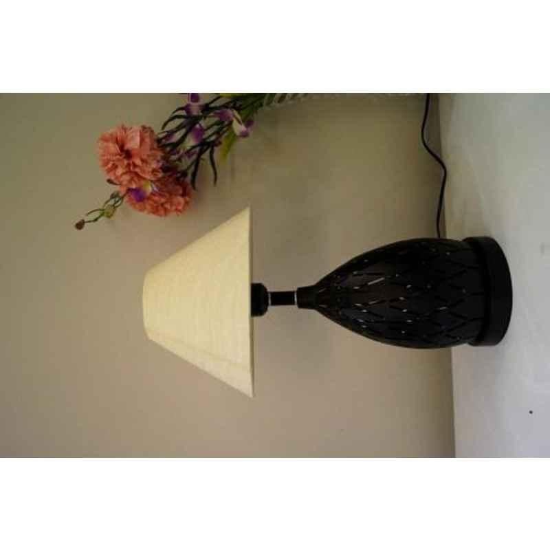 Tucasa Metal Table Lamp with LED in Base with Off White Polycotton Shade, P9-DB-1