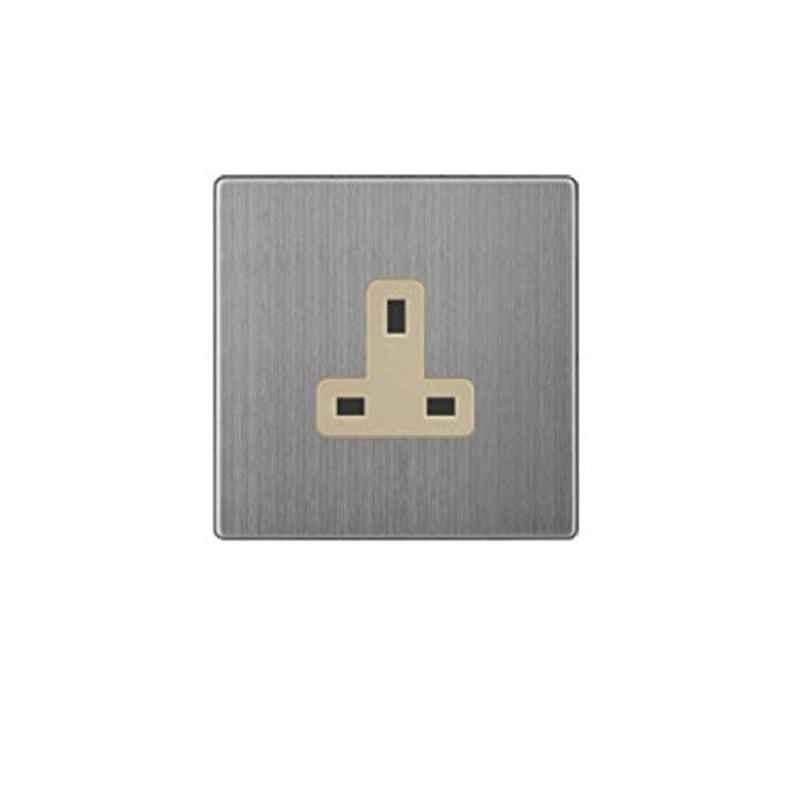 Vmax 13A Golden & Stainless Steel Switch Socket