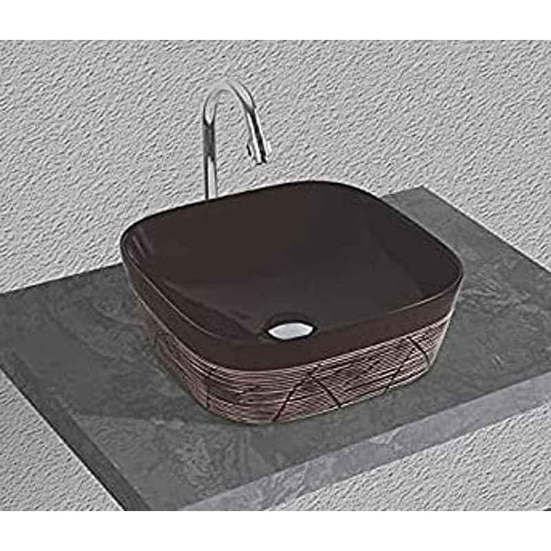 Uken (Dream Wood-607) Imported Luxury European Style Designing Bathroom Sink/Wash Basin/Table Top (Dream Wood-607) Brown