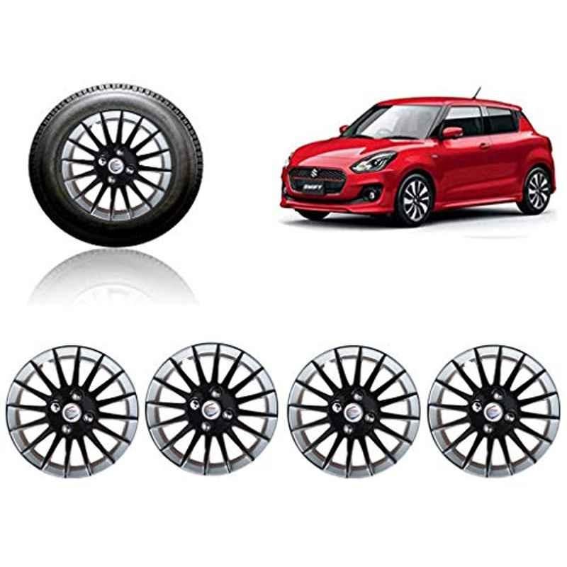 Auto Pearl 4 Pcs 14 inch ABS Black & Silver Car Wheel Cover Set for Maruti Suzuki Swift 2018