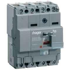 Hager 100A 4 Pole h3 Thermal Magnetic Release MCCB, HNA101U, Breaking Capacity: 40 kA
