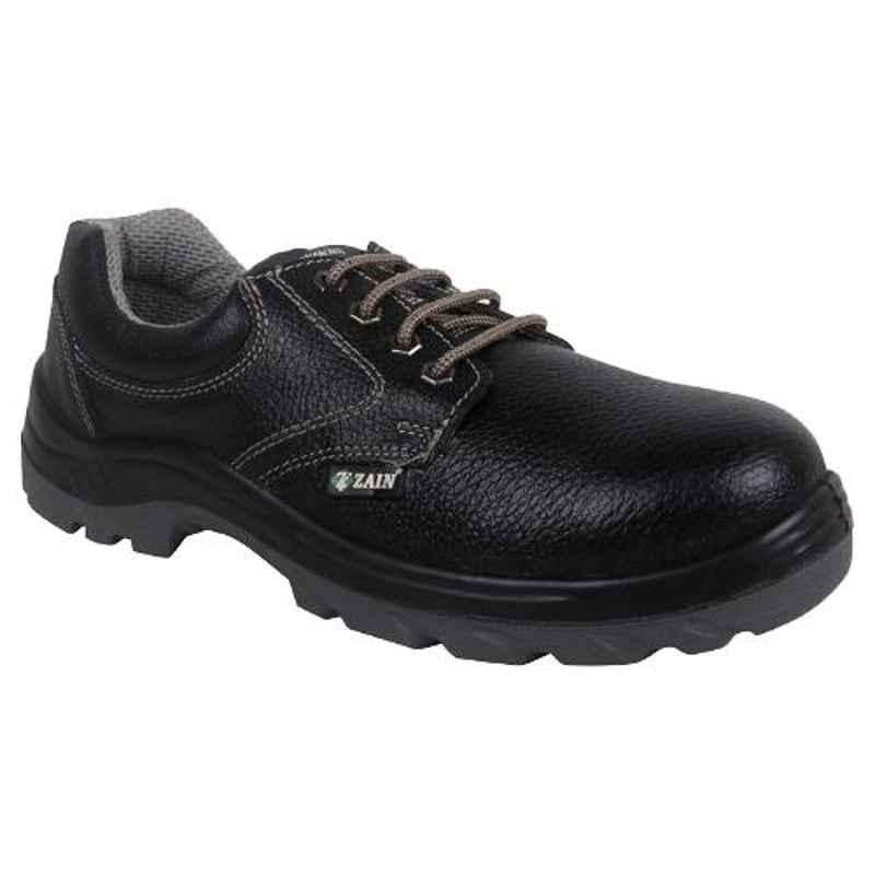 Zain ZM16 Leather Steel Toe Black Work Safety Shoes, 82312, Size: 6