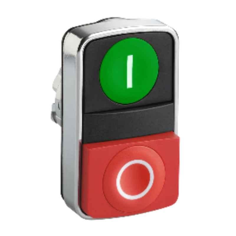 Schneider Green Flush & Red Projecting Double Headed Push Button with Marking, ZB4BL7341