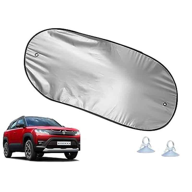 Auto Pearl Polyester Black & Silver Rear Window Sun Shade Curtain with Storage Pouch for Maruti Suzuki Brezza 2022