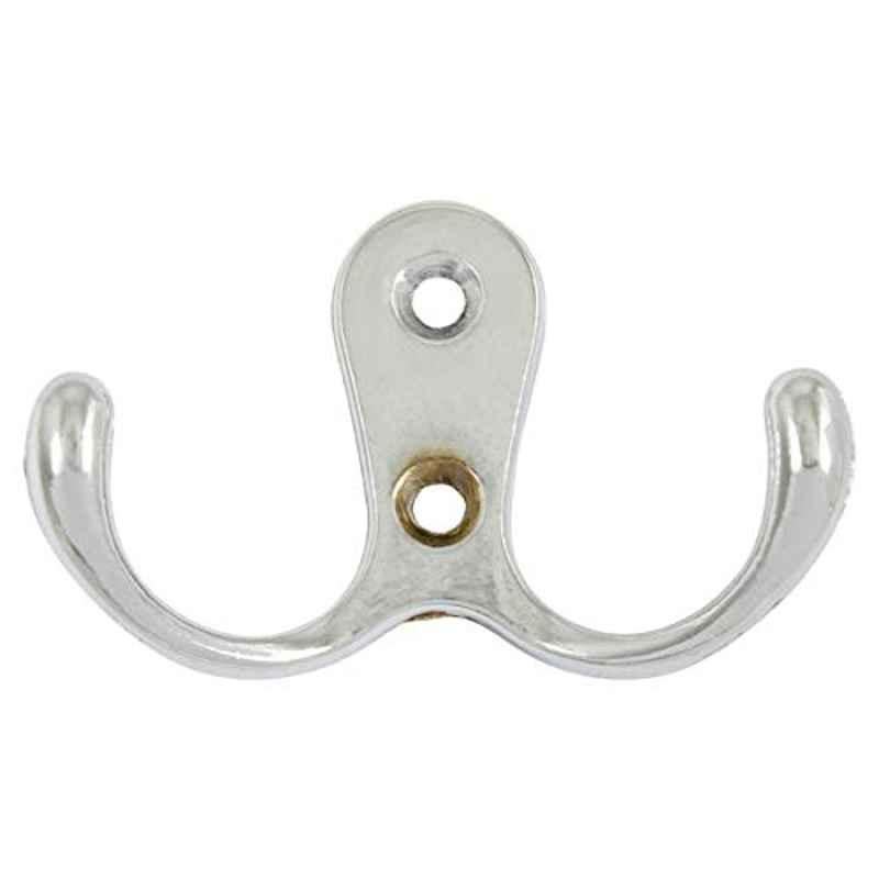 4cm Metal Silver Double Coat Wall Hook