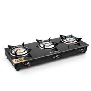 Longway 3 Burner Auto Ignition Black Glass Top Gas Stove, Furn-Auto-3B