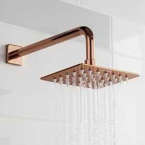 Plantex Stainless Steel Overhead Shower 4x4 inch with Water-Saving Technology/High pressure Rain Shower Head without Arm/Bathroom Shower (Ultra Slim-PVD Rose Gold)