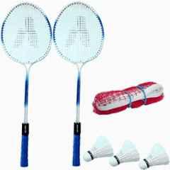STYRKR Iron Multicolour Pro-17 Badminton Combo- 2 Racket with Shuttle Pack of 3 Feather & Net