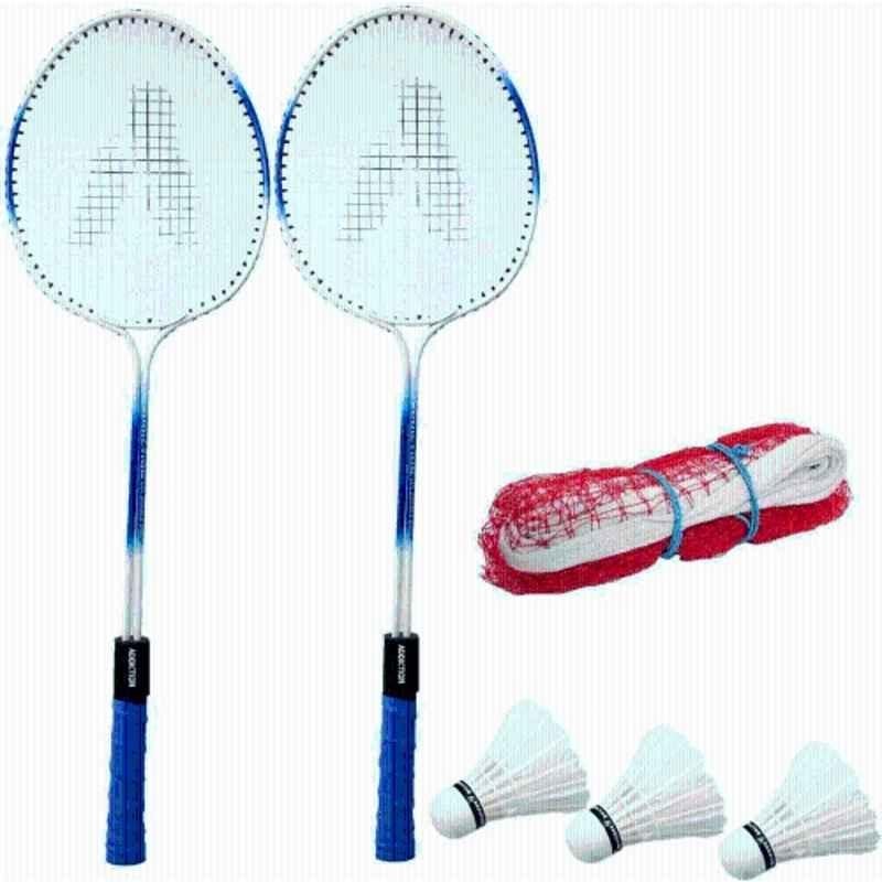 STYRKR Iron Multicolour Pro-17 Badminton Combo- 2 Racket with Shuttle Pack of 3 Feather & Net
