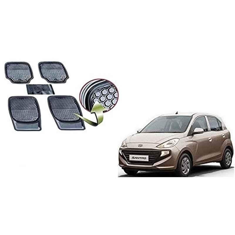 Kozdiko 5 Pcs 3G Honey Rubber & PVC Beige Heavy Car Foot Mat Set for Hyundai Santro 2018, koz_56833