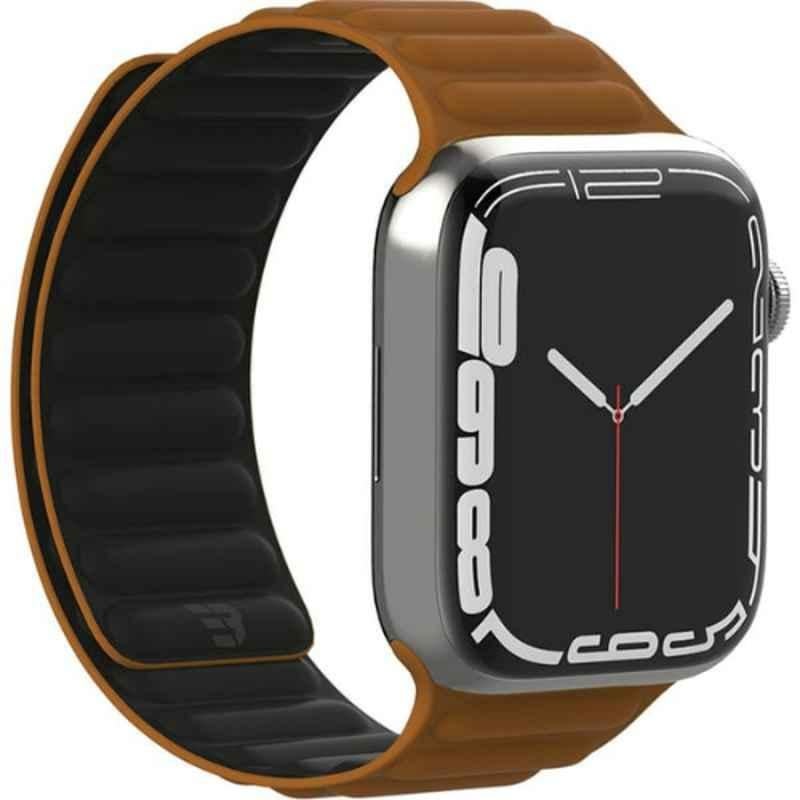Baykron Silicone Black & Brown Magnetic Strap for Apple Watch 42mm, 44mm & 45mm, BKR-ST-45-BLKBRN