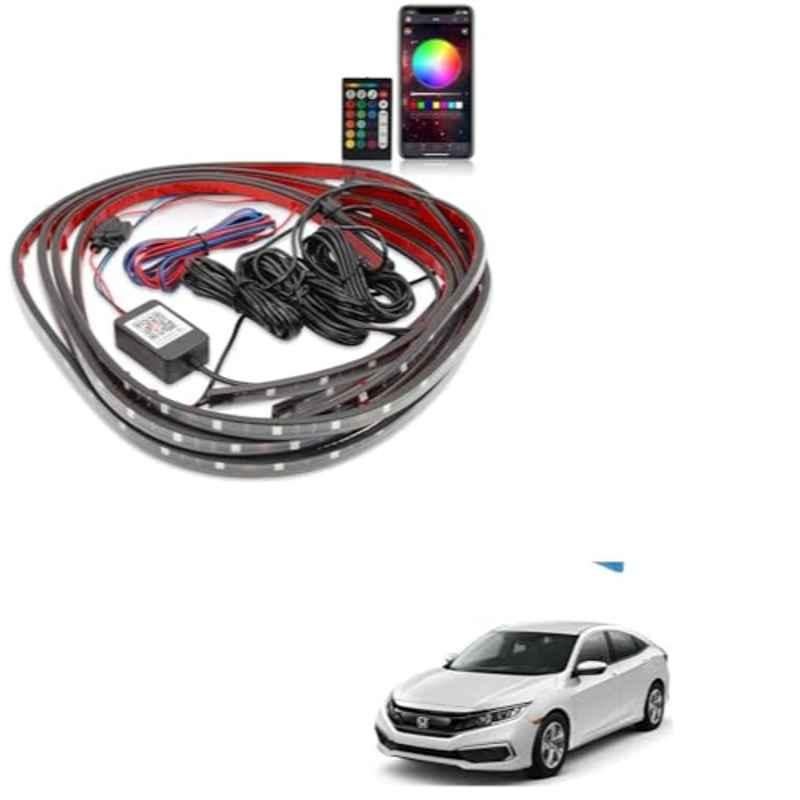 Kozdiko 12V Car Underbody Multicolor LED Strip Light Set with Wireless Remote for Honda Civic 2019-Present