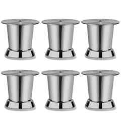 Plantex Heavy Duty Round 3 inch Spare Sofa Legs for Bed Furniture/Sofa Legs for Furniture Fitting/Table Legs/Sofa Leg Set of 6 Pcs Chrome