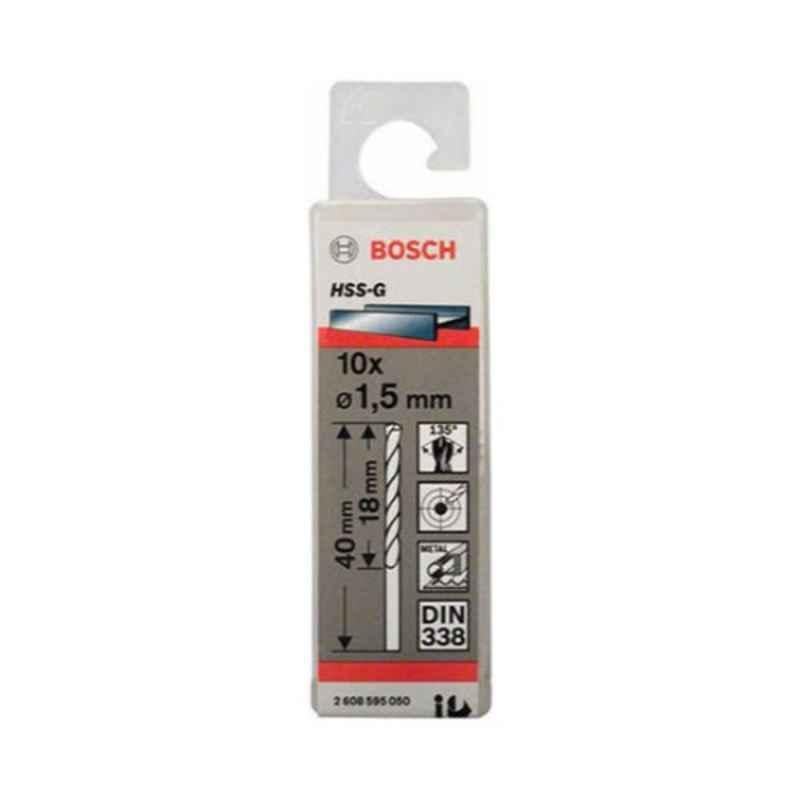Bosch 2608595050 1.5mm Silver Metal Drill Bit (Pack of 10)