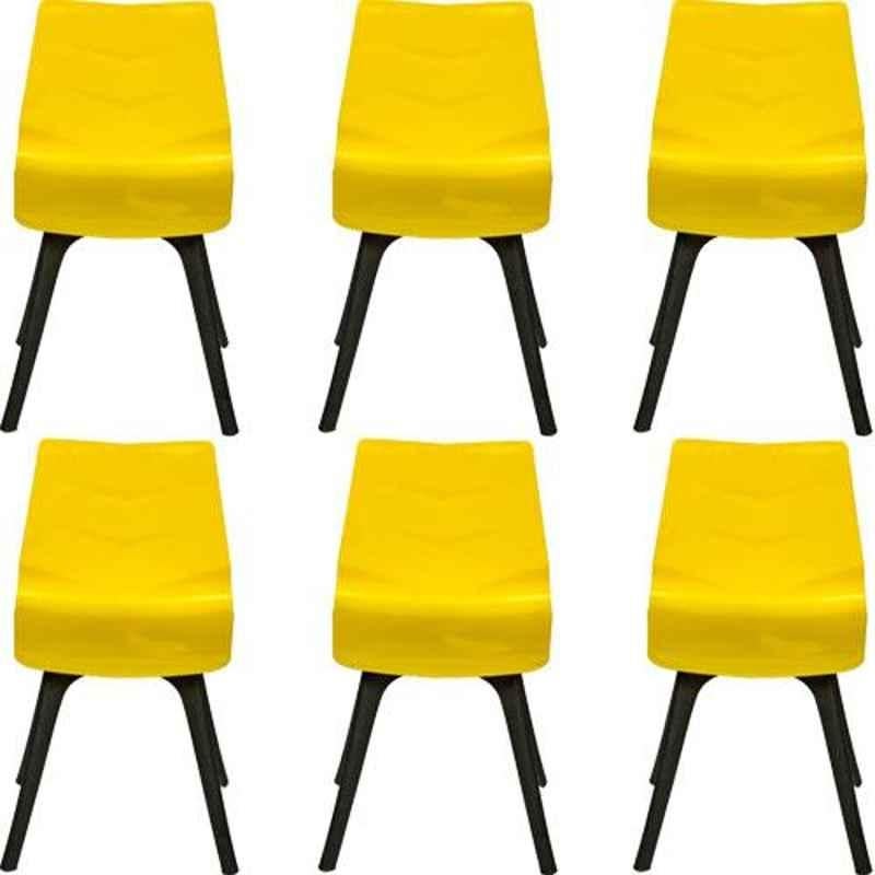 Regent Diamond Shell Plastic Black & Yellow Chair (Pack of 6)