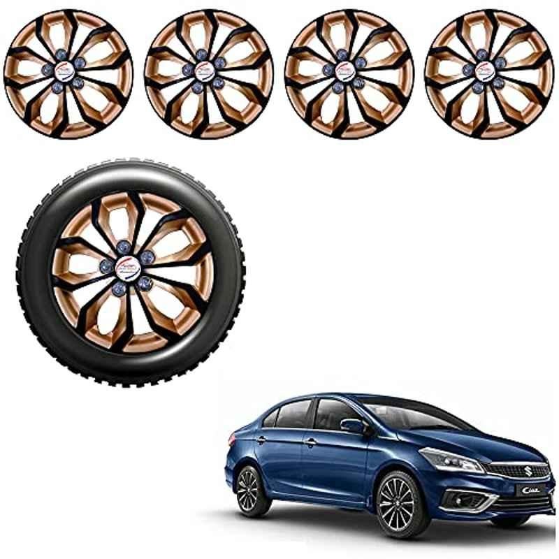 Buy Auto Pearl 4 Pcs 15 inch Golden & Black ABS Press Type Hubcap Wheel