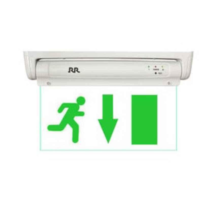 RR 230V Clear Green Exit Down Sign in Light Board with Battery Backup