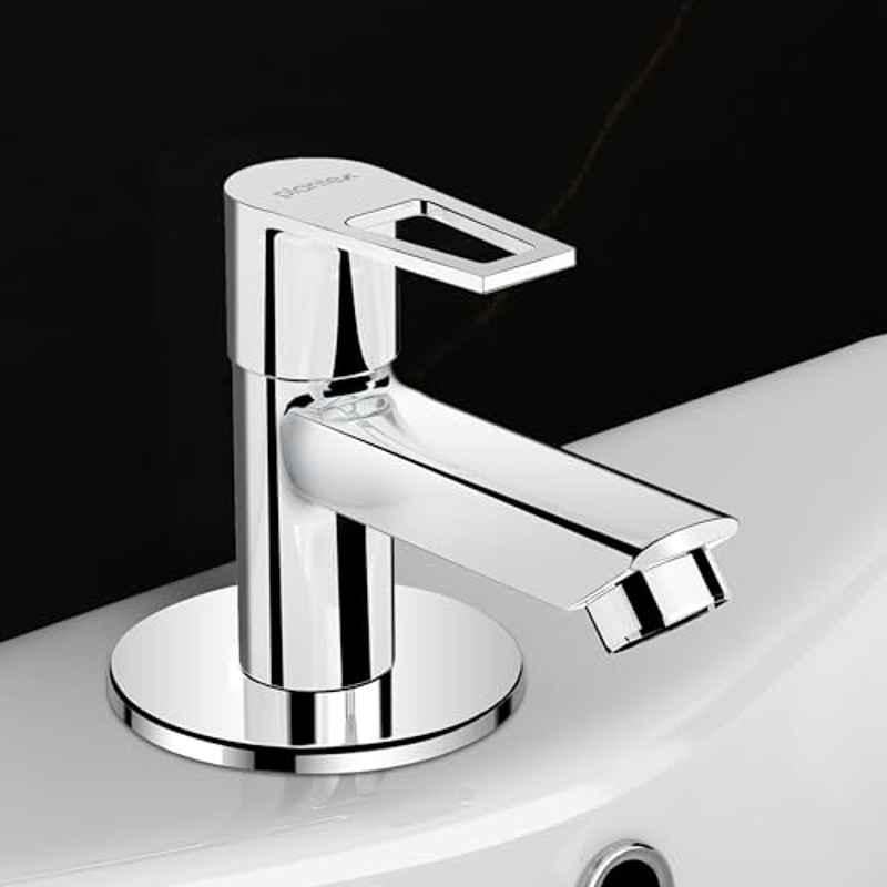 Plantex Pillar Cock Water Tap/Pure Brass Pillar Cock for Wash Basin with Teflon Tape/Single Lever Tabletop Basin Tap Chrome