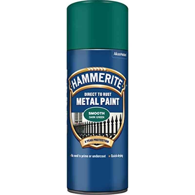 Hammerite 400ml Smooth Dark Green Glossy Finish Direct to Rust Metal Paint, 5092821