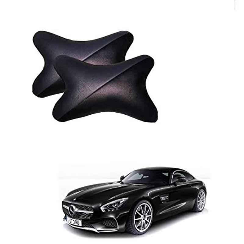 Kozdiko 2 Pcs Memory Foam Grey & Black Car Neck Rest Cushion Pillow Set for Mercedes Benz AMG GT