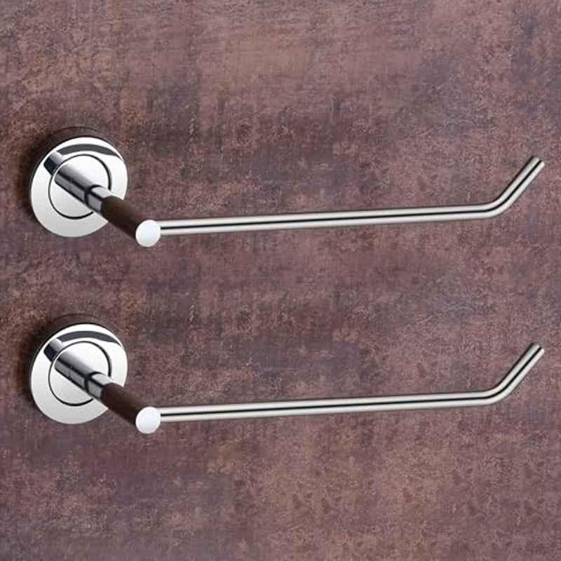 Plantex Towel Holder for Bathroom/Stainless Steel Napkin Ring/Towel Hanger for Wash Basin/Bathroom Accessories (Pack of 2) Chrome