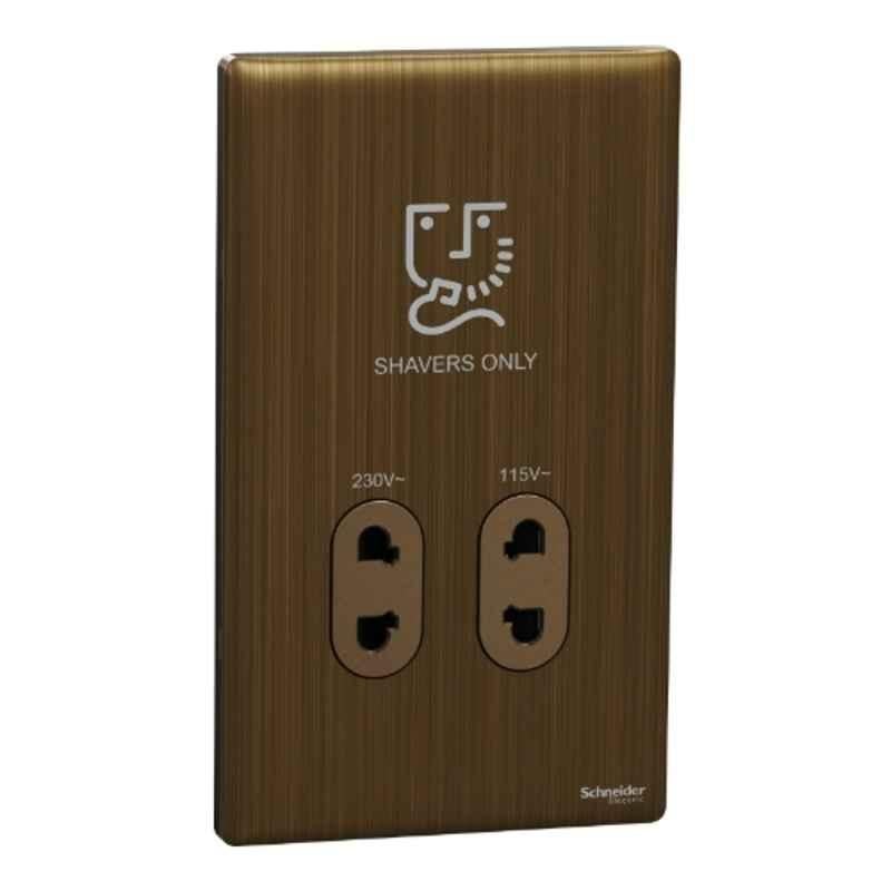 Schneider Electric Unica X 115/230VAC Vertical Antique Brass Shaver Socket, NUXT727V_AB